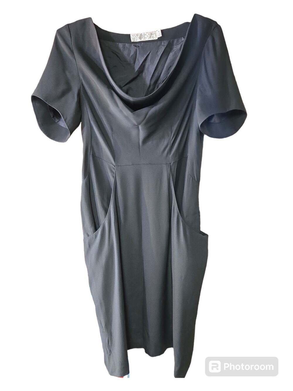 Shipley & Halmos | Black, 100% Silk, Cowl Neck Dress | Size 6